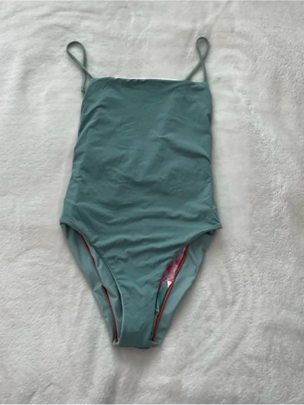 Maaji Sage Green One-Piece Swimsuit with Cream Panel and Pink & Purple Floral